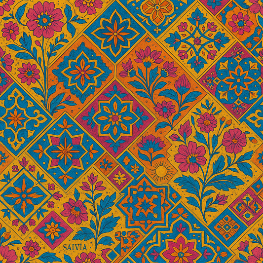 Boho Mosaic Floral Peel & Stick Wallpaper – 60"x50" (PVC, Waterproof, Easy Install)