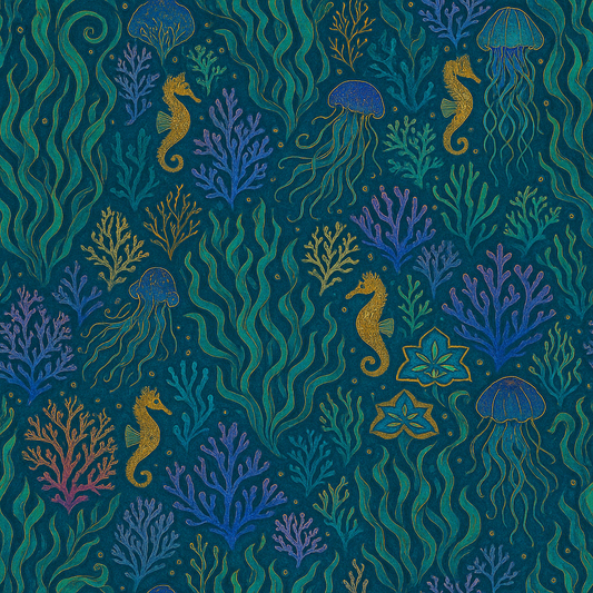 Underwater Seahorses & Coral Peel & Stick Wallpaper – 60"x50" (PVC, Waterproof, Easy Install)