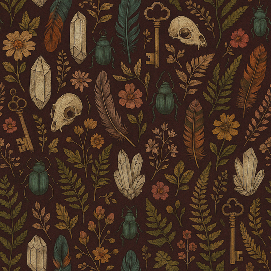Mystical Feathers & Forest Skulls Peel & Stick Wallpaper – 60"x50" (PVC, Waterproof, Easy Install)
