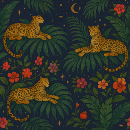 Midnight Jungle Leopard Peel & Stick Wallpaper – 60"x50" (PVC, Waterproof, Easy Install)