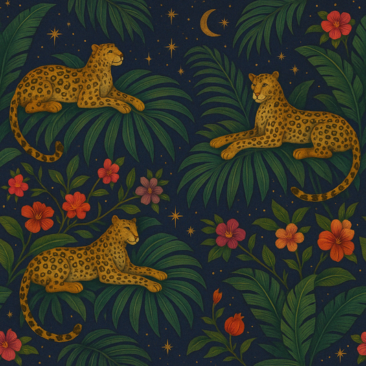 Midnight Jungle Leopard Peel & Stick Wallpaper – 60"x50" (PVC, Waterproof, Easy Install)