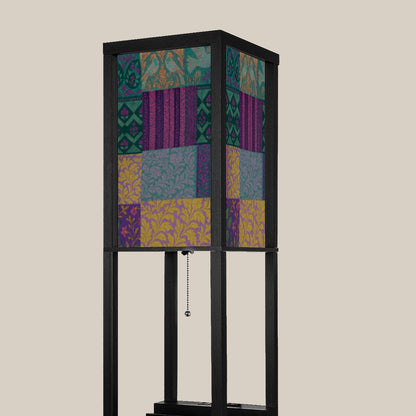 Boho Maximalist Patchwork Floor Lamp with Shelves