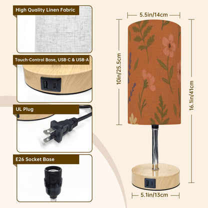 Sunset Blooms Touch Lamp – Boho Floral with USB Charging
