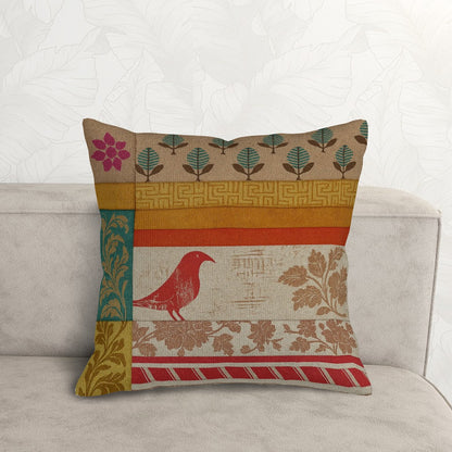 🕊️ Boho Songbird Corduroy Pillow – Nature-Inspired Comfort with Insert Included