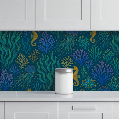 Underwater Seahorses & Coral Peel & Stick Wallpaper – 60"x50" (PVC, Waterproof, Easy Install)