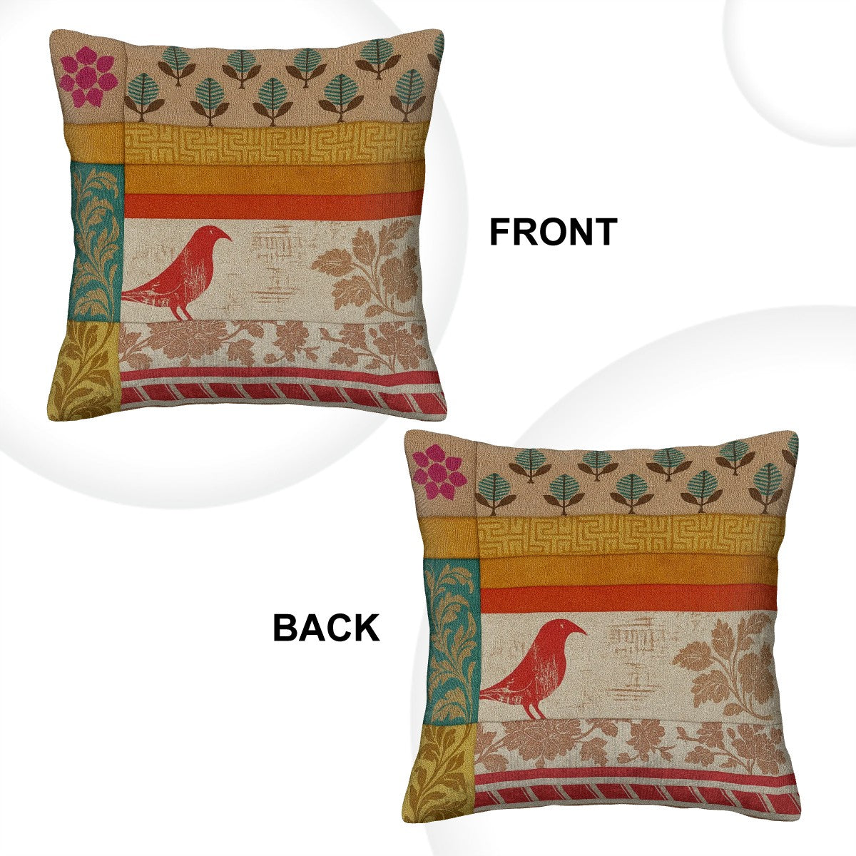 🕊️ Boho Songbird Corduroy Pillow – Nature-Inspired Comfort with Insert Included