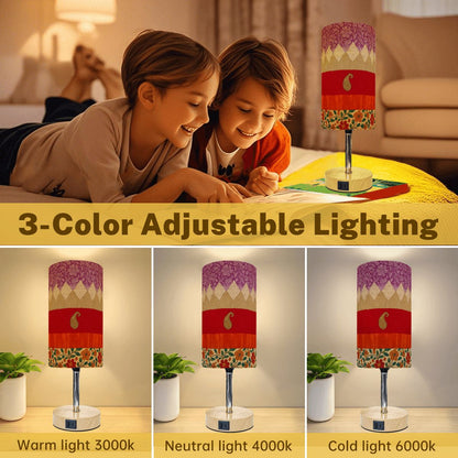 Boho Festival Touch Lamp – Vibrant Patchwork with USB Charging