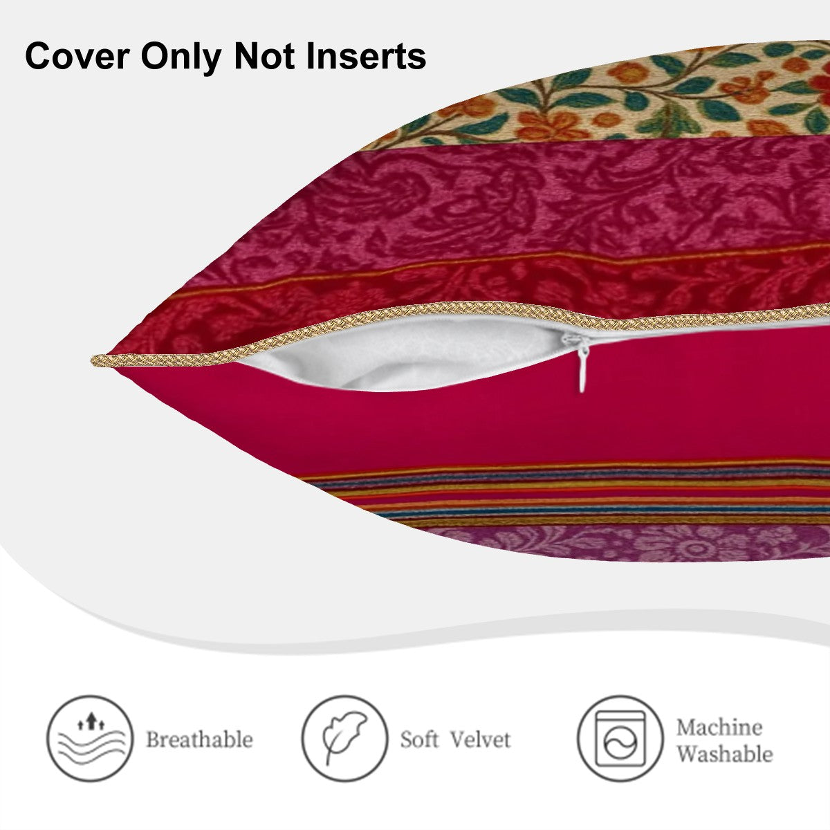 🌸 Boho Velvet Dreams Pillow Cover – Double-Sided Design, Soft Velvet Luxury