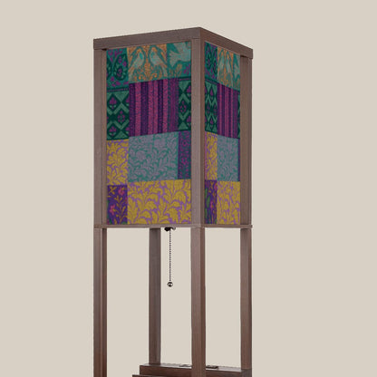 Boho Maximalist Patchwork Floor Lamp with Shelves