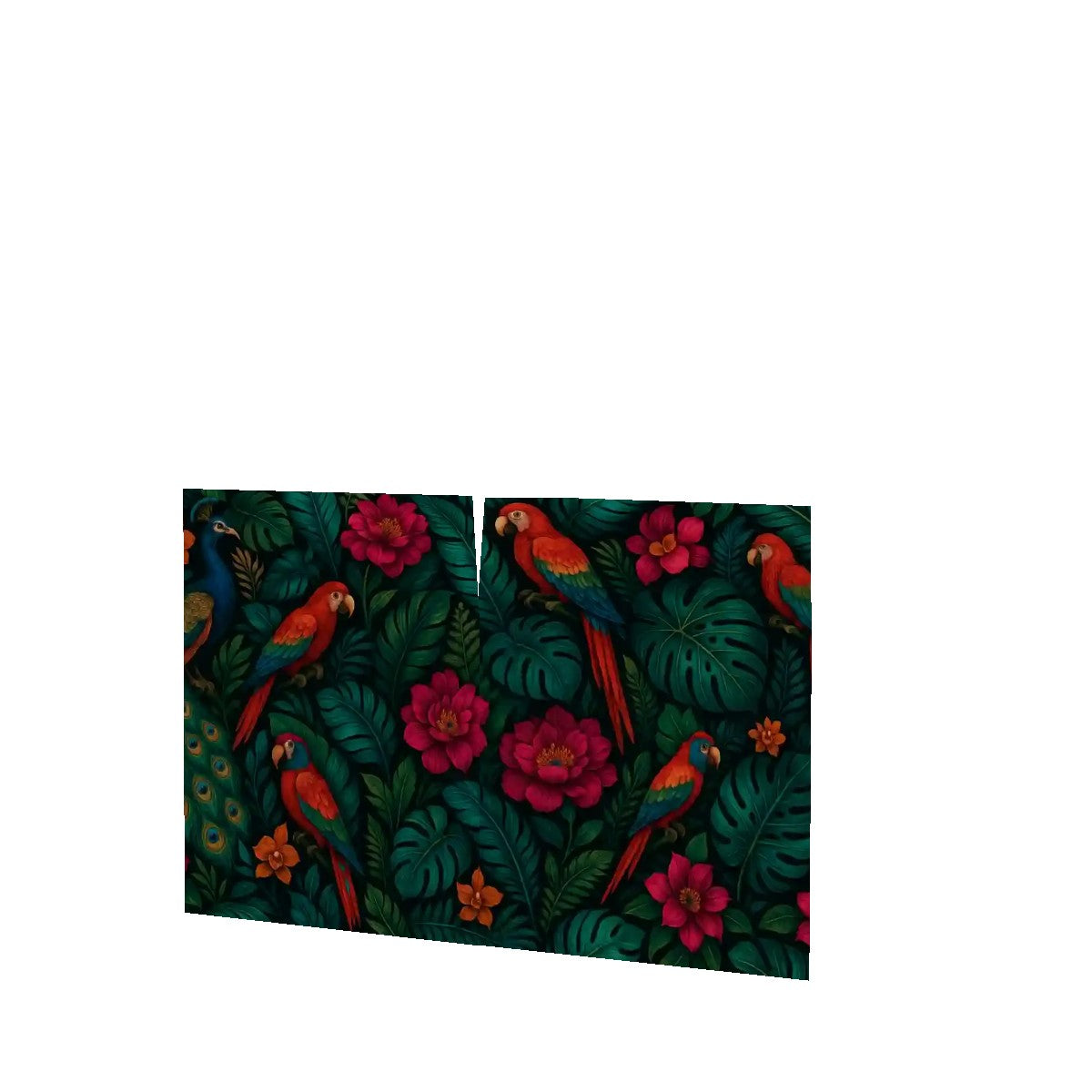 🦜 Jungle Muse Sideboard – 2-Door Boho Cabinet with Tropical Parrot &amp; Floral Print (35")