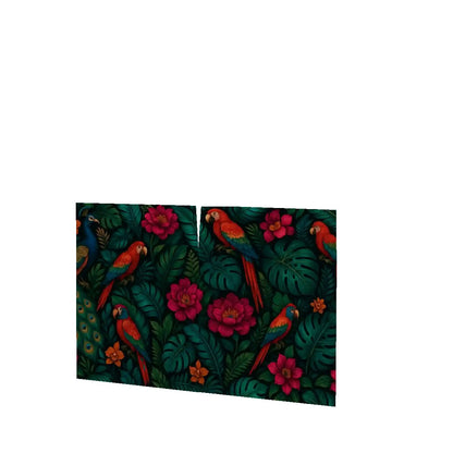 🦜 Jungle Muse Sideboard – 2-Door Boho Cabinet with Tropical Parrot &amp; Floral Print (35")
