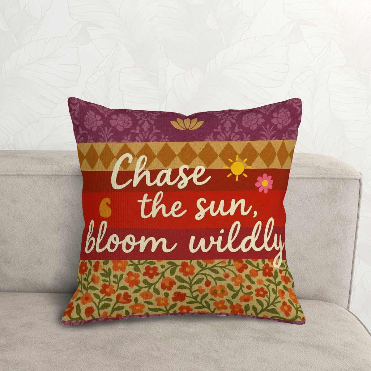 🌻 Chase the Sun Corduroy Pillow – Boho Softness & Vibrant Style (With Insert Included!)