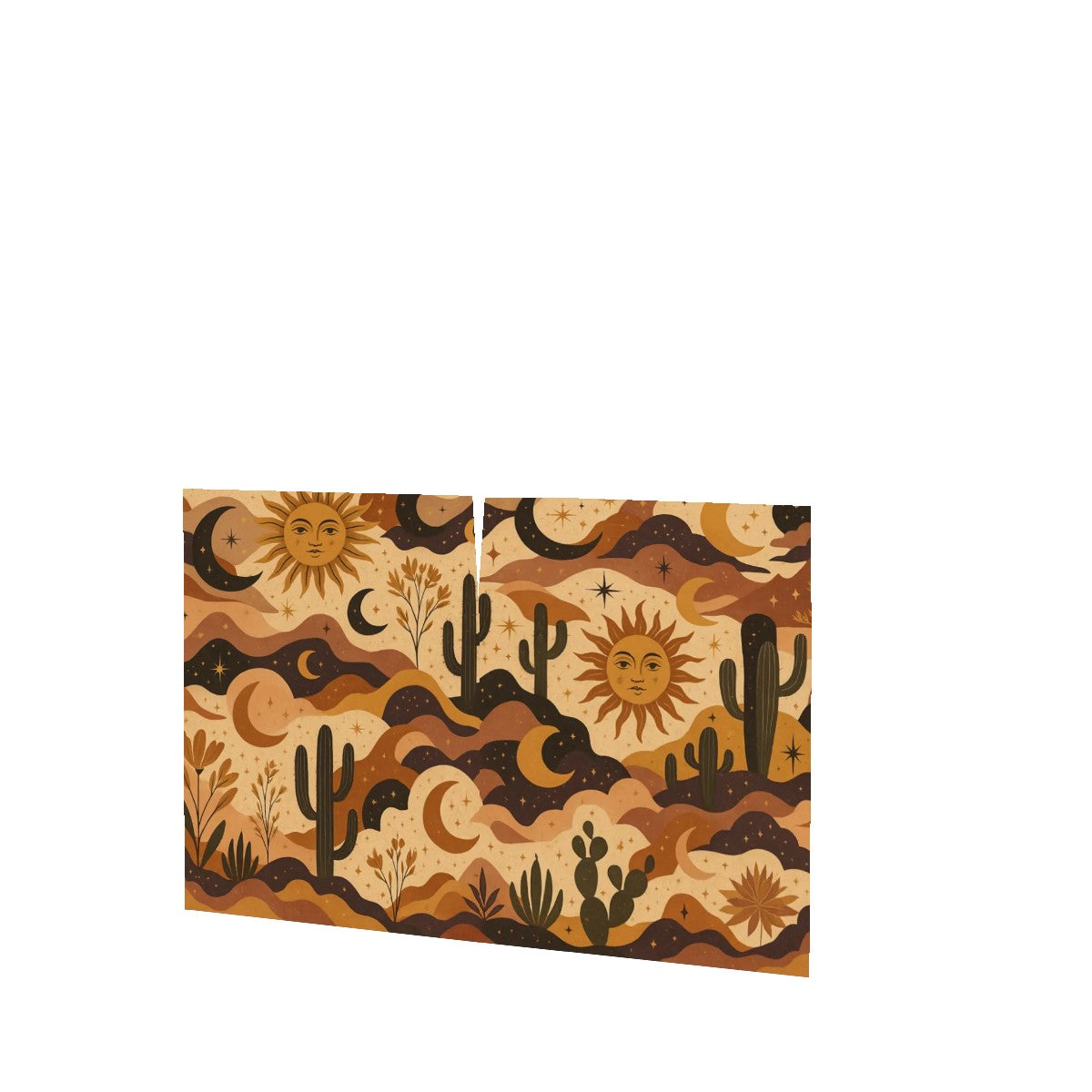 🌵 Desert Sol Sideboard – 2-Door Boho Cabinet with Sun &amp; Cactus Leather Texture (35")