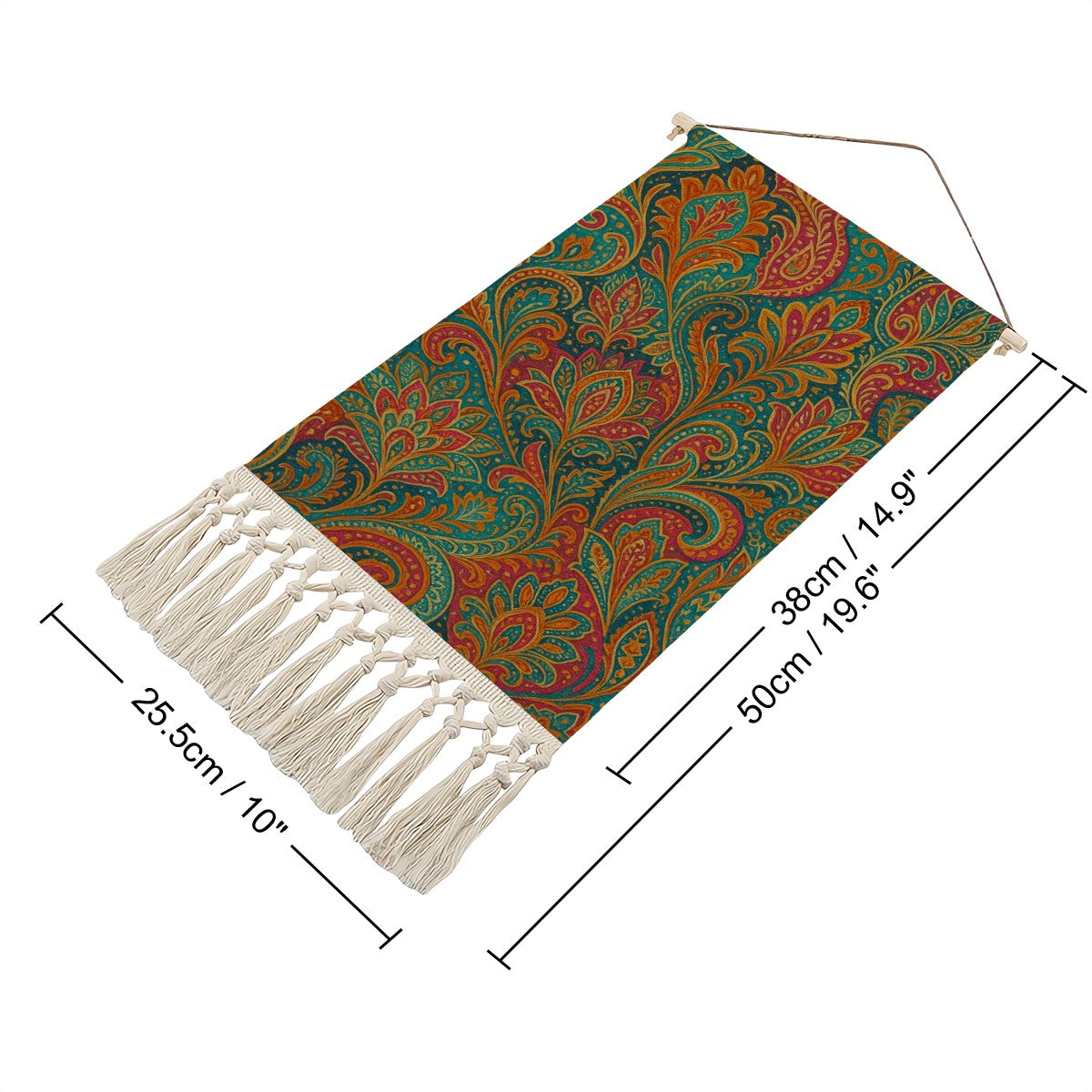 Boho Maximalist Cotton & Linen Wall Hanging – Bold Paisley Dream Tapestry