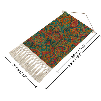 Boho Maximalist Cotton & Linen Wall Hanging – Bold Paisley Dream Tapestry