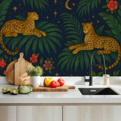 Midnight Jungle Leopard Peel & Stick Wallpaper – 60"x50" (PVC, Waterproof, Easy Install)
