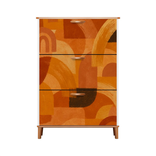 🧡 Sundown Swirl Flip-Door Shoe Cabinet – 3-Tier Boho Retro Sunset Storage