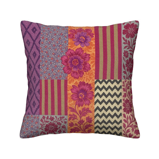 🌺 Boho Patchwork Corduroy Pillow – Colorful Comfort with Insert Included